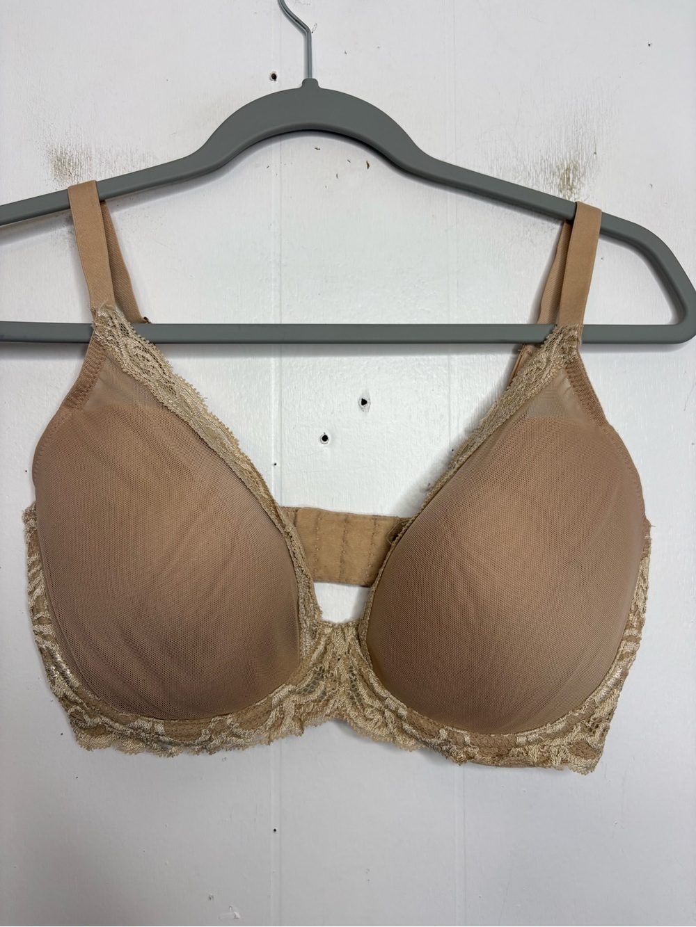 Natori Bra Womens 32G Feathers Plunge T Shirt Lace Trim Opaque Sexy Comfort